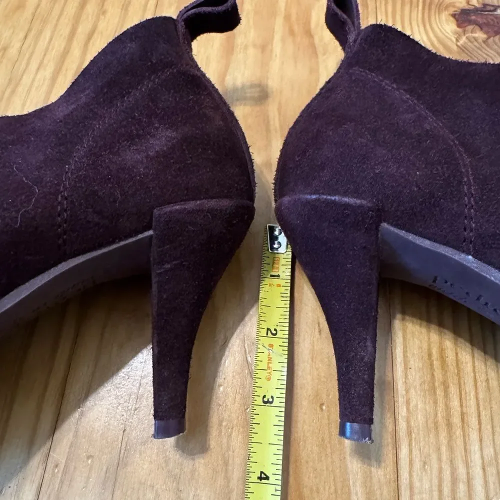 Pedro Garcia 38 (US 7.5) Maroon Suede Leather Lace Up Heel Ankle Boots Spain